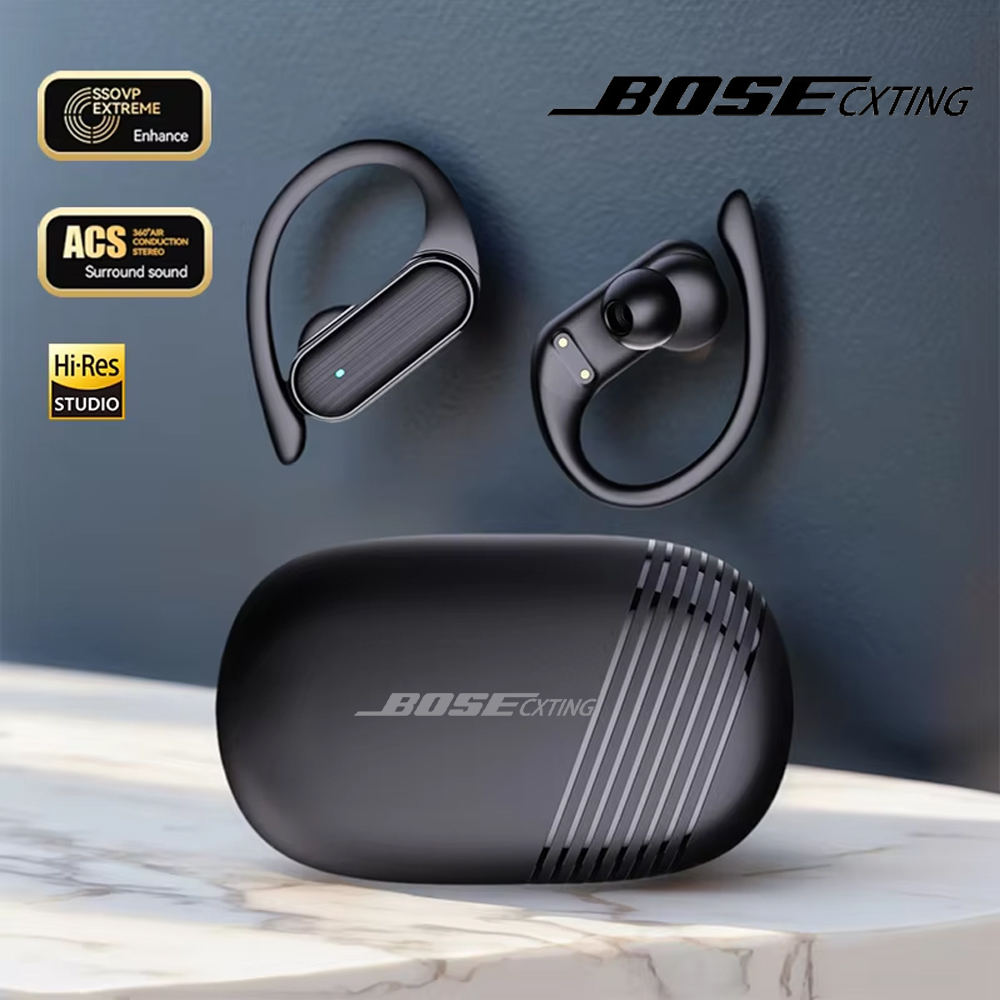 Earphones - BOSECXTING A520 ワイヤレスビジネスヘッドホン、耳掛け式、高音質、重低音、ノイズキャンセリング機能付き、マイク内蔵、スポーツやゲームに最適なヘッドセット、新品。