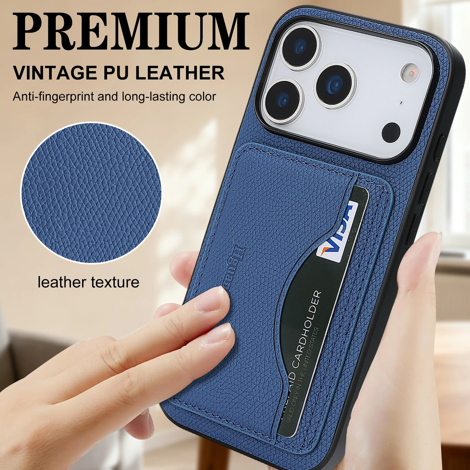 iPhone 18、17 Pro Max、16 Pro Ma - Leather Wallet Card Holder Phone Cover のレビューと価格