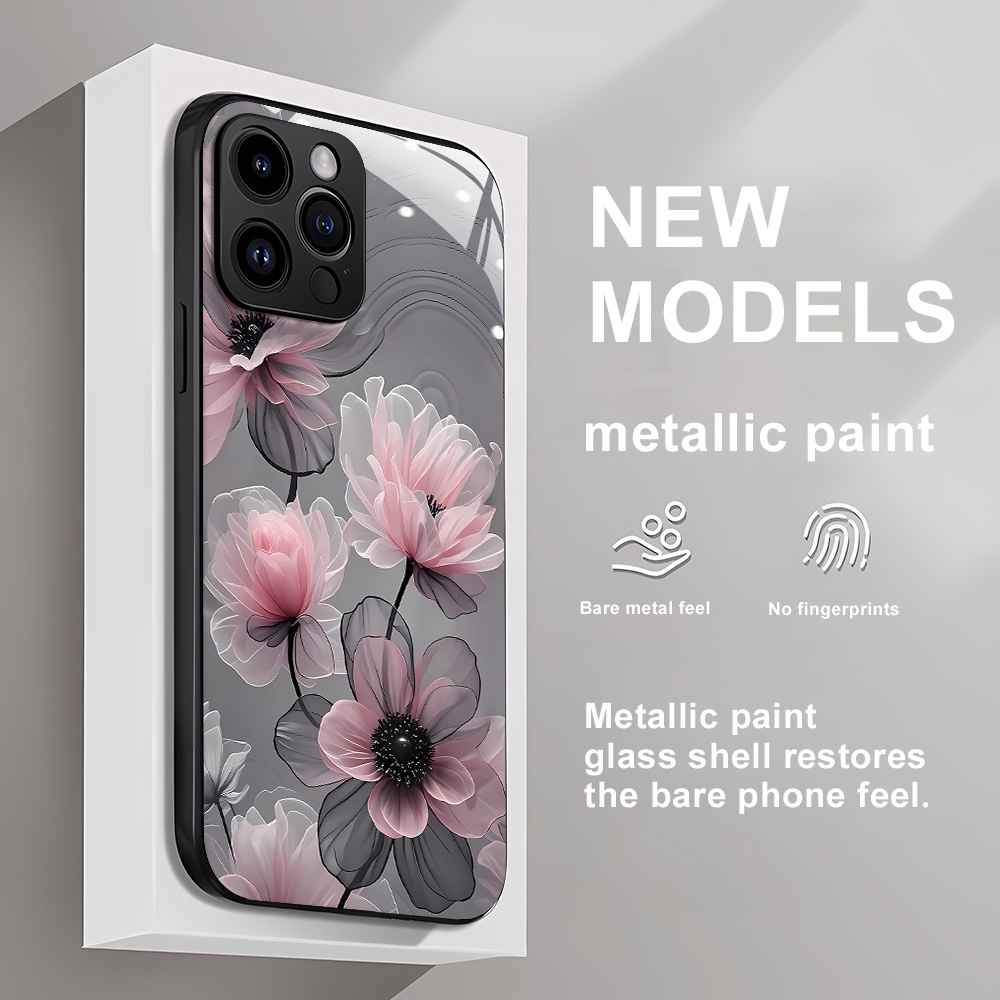 フラワーテンパードガラスケース iPhone 12ケース i - Screen Protectors のレビューと価格