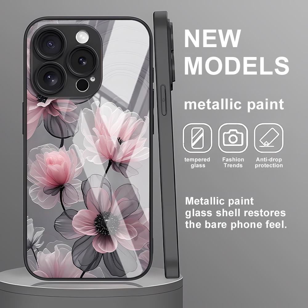 フラワーテンパードガラスケース iPhone 12ケース i - Screen Protectors のレビューと価格