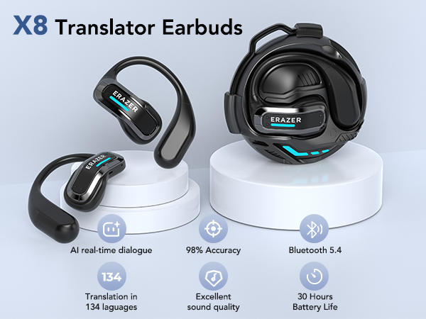 ERAZER X8：リアルタイム翻訳機能付きヘッドホン。マイ - Earphones のレビューと価格
