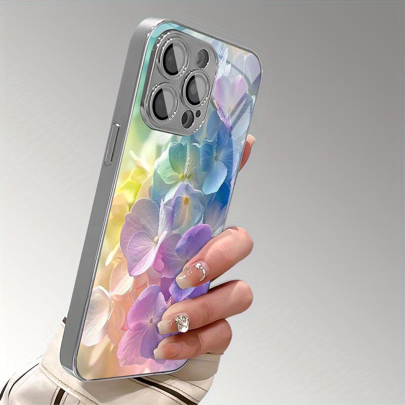 カラフルな花柄の電気メッキガラス製携帯電話ケース iPhon - Screen Protectors のレビューと価格